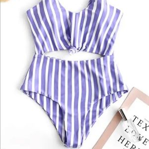 ZAFUL Striped Knotted Monokini Swimsuit